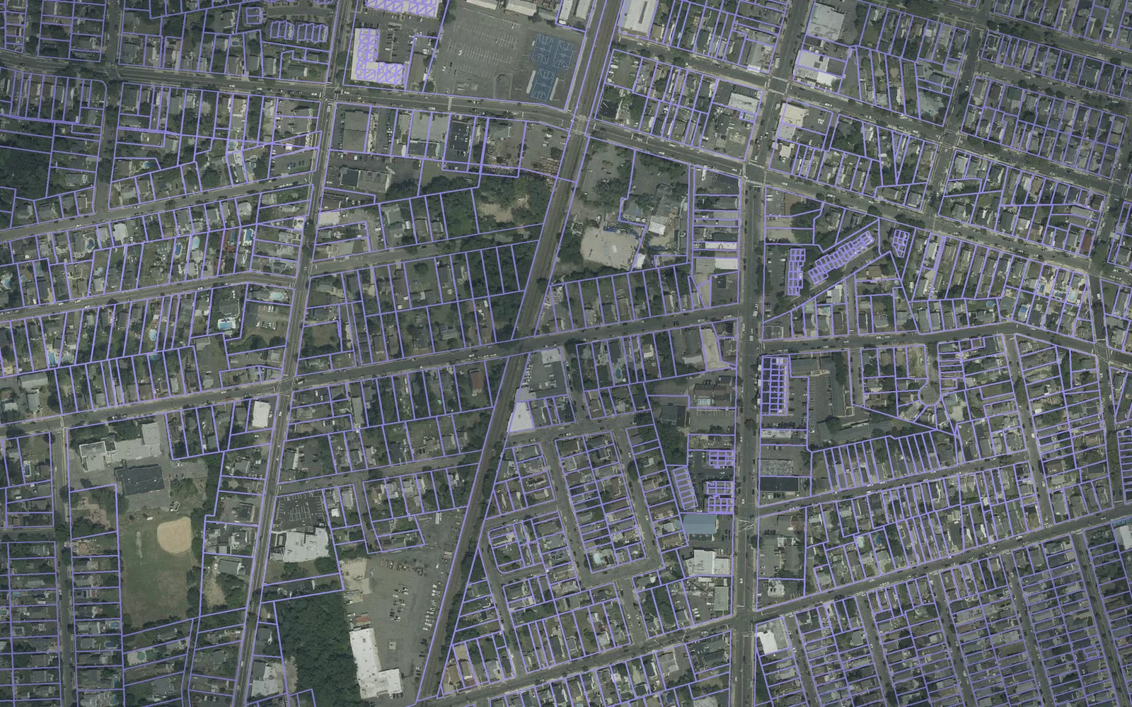 Parcel boundaries over aerial imagery of Monmouth County, New Jersey
