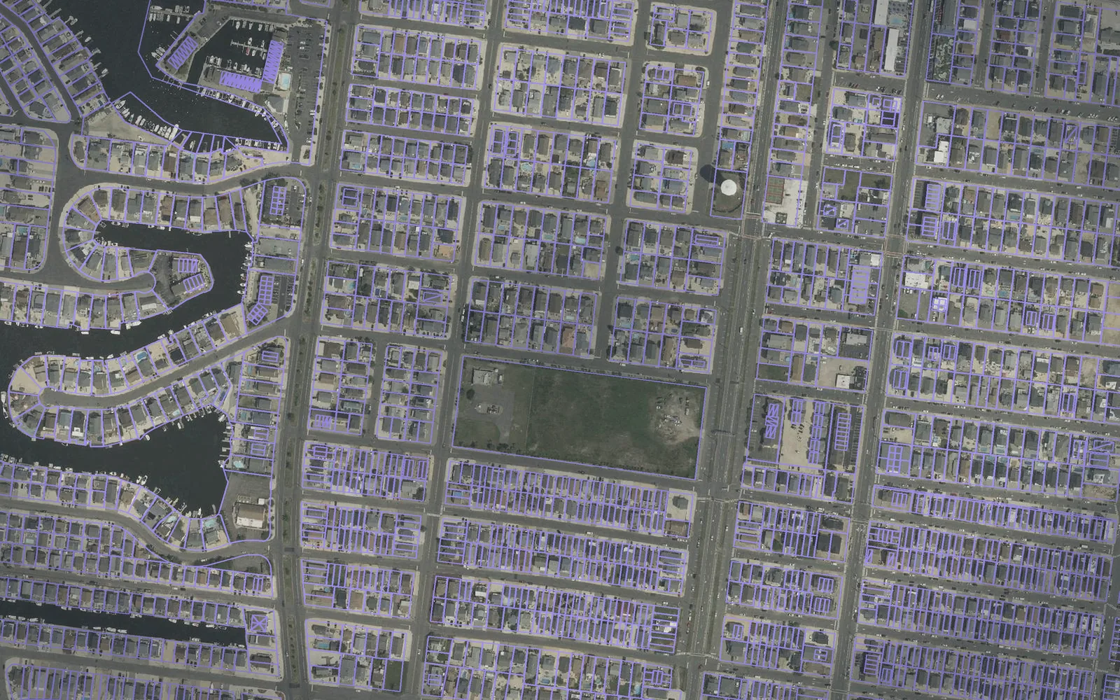Parcel boundaries over aerial imagery of Ocean County, New Jersey