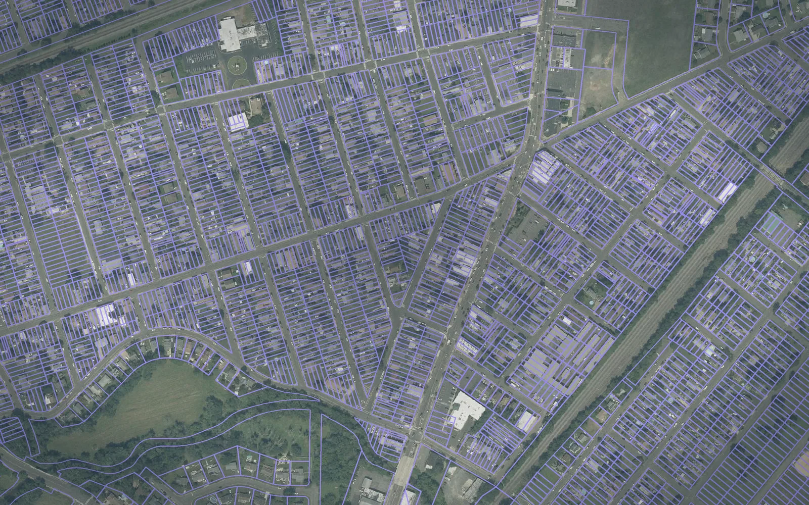 Parcel boundaries over aerial imagery of Somerset County, New Jersey