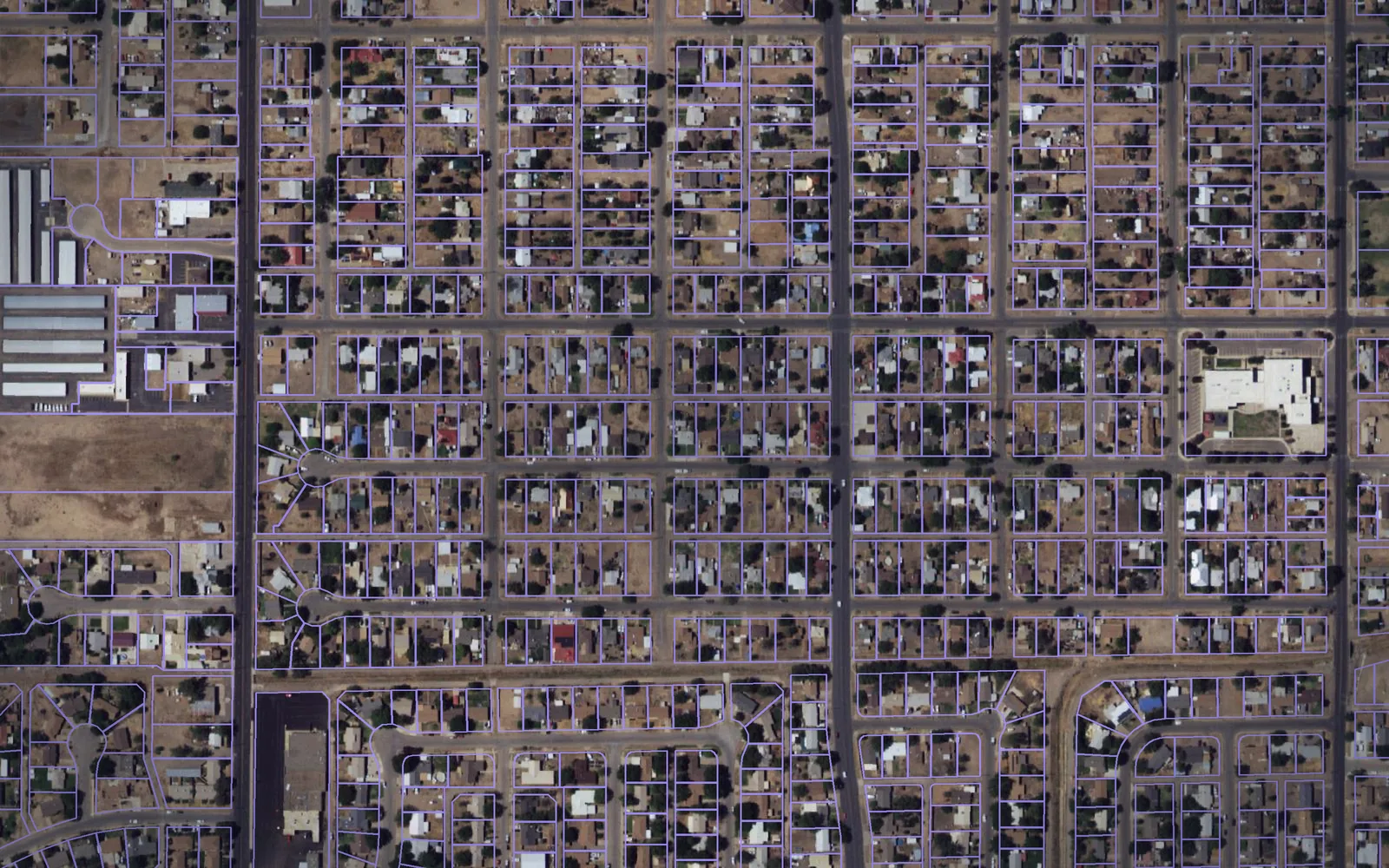 Parcel boundaries over aerial imagery of Chaves County, New Mexico