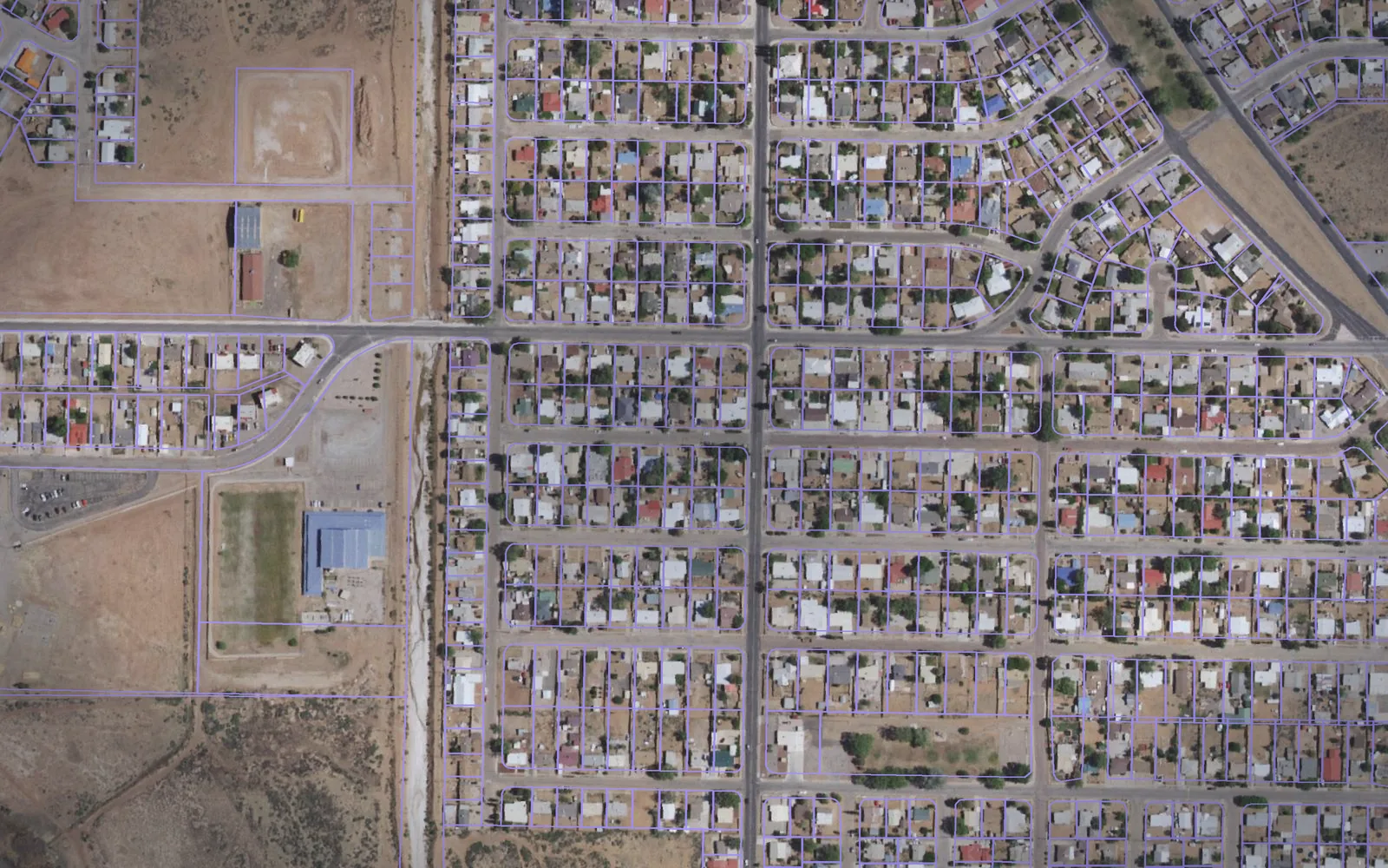 Parcel boundaries over aerial imagery of Cibola County, New Mexico