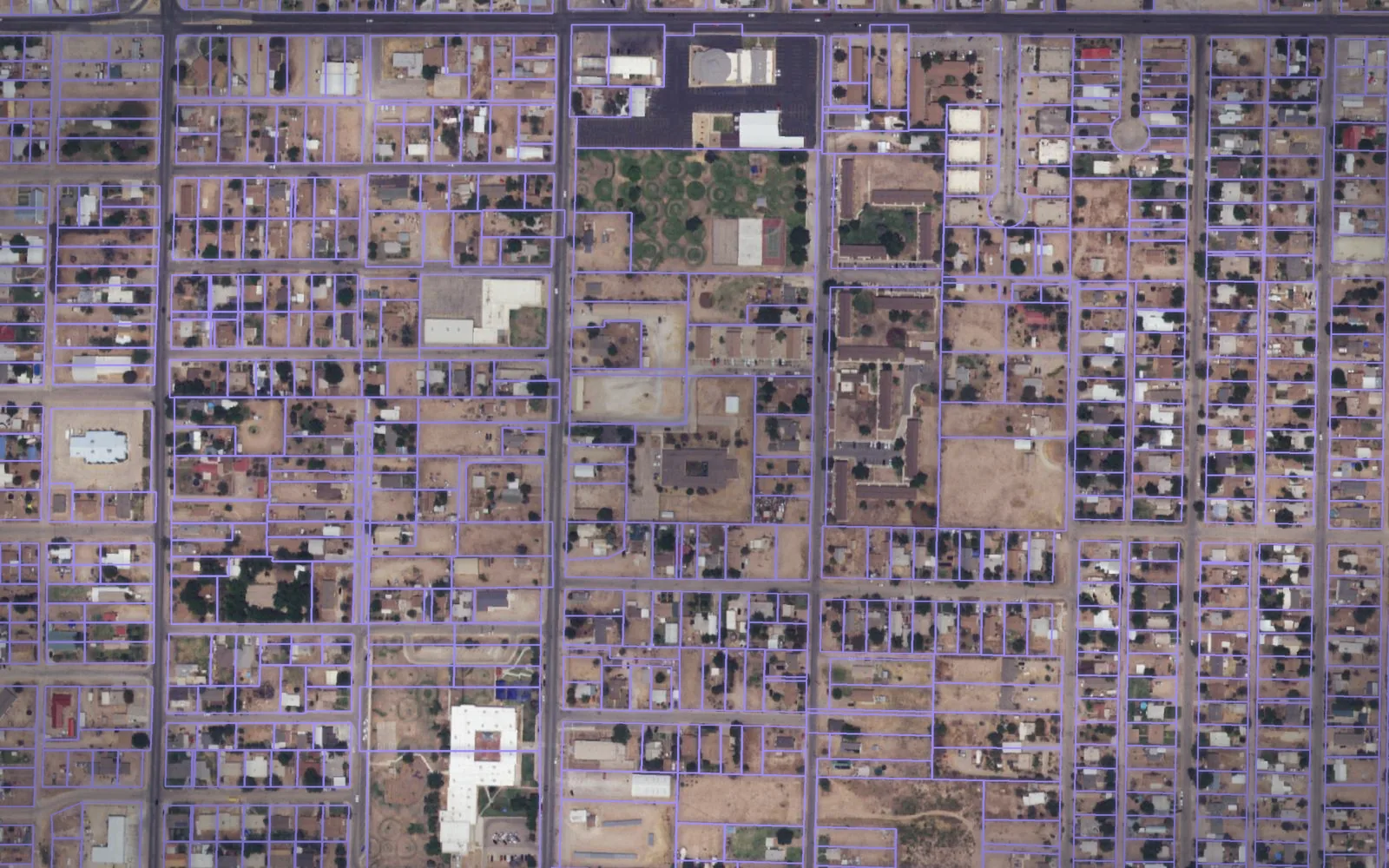Parcel boundaries over aerial imagery of Eddy County, New Mexico
