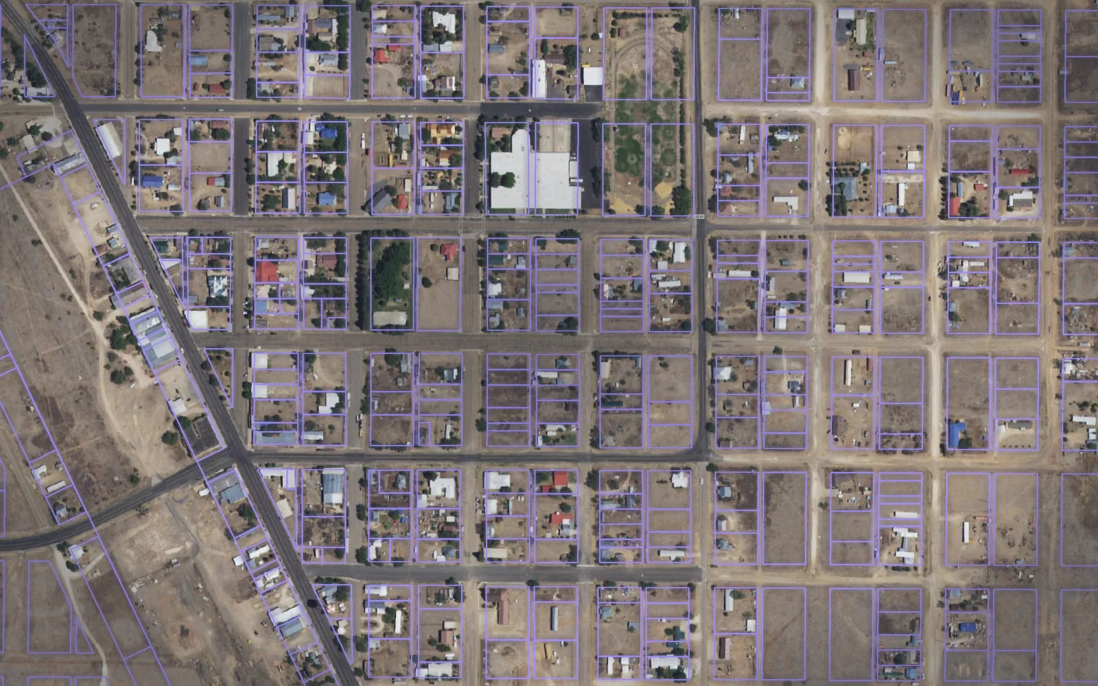 Parcel boundaries over aerial imagery of Harding County, New Mexico