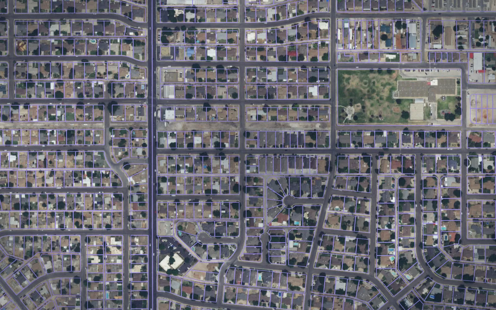 Parcel boundaries over aerial imagery of Lea County, New Mexico
