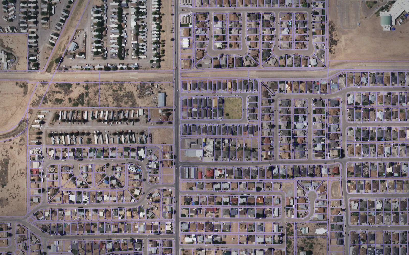 Parcel boundaries over aerial imagery of Otero County, New Mexico