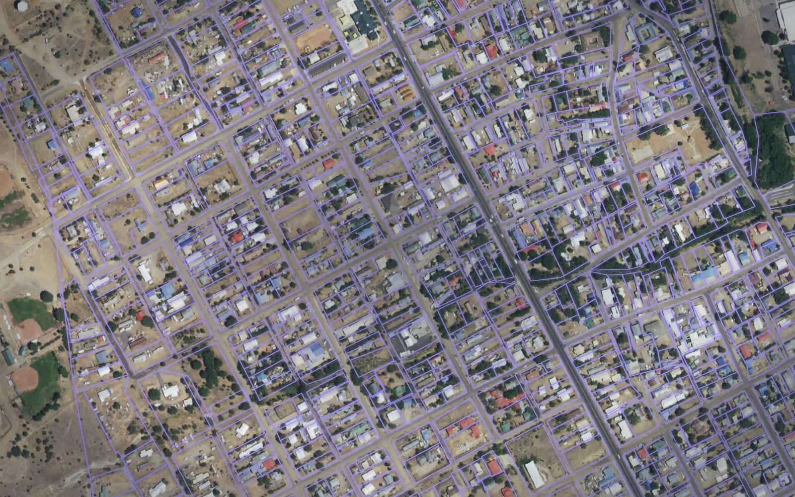 Parcel boundaries over aerial imagery of San Miguel County, New Mexico