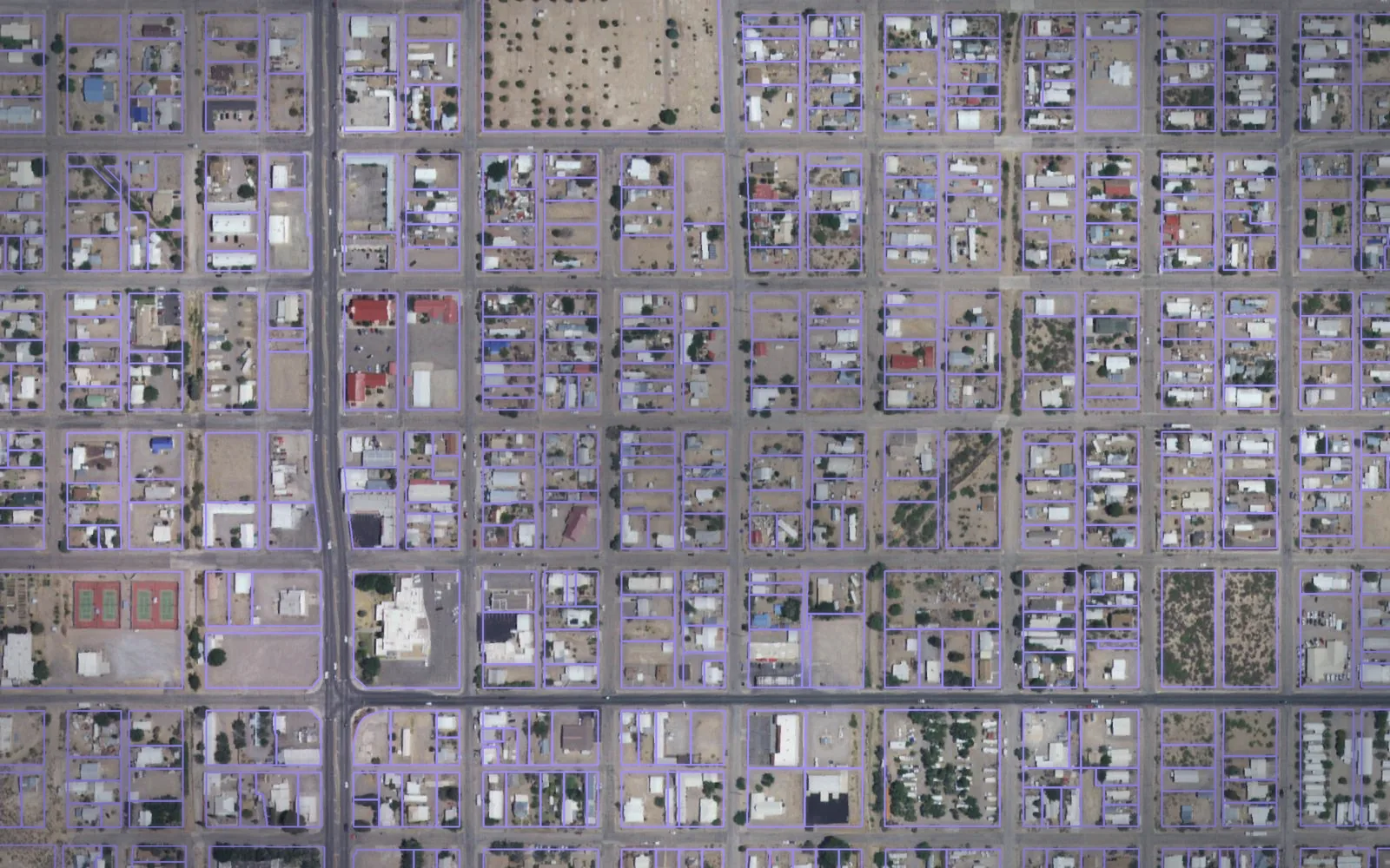 Parcel boundaries over aerial imagery of Sierra County, New Mexico