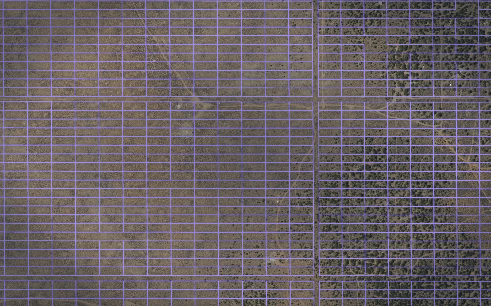 Parcel boundaries over aerial imagery of Taos County, New Mexico