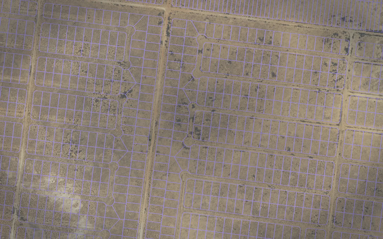 Parcel boundaries over aerial imagery of Valencia County, New Mexico