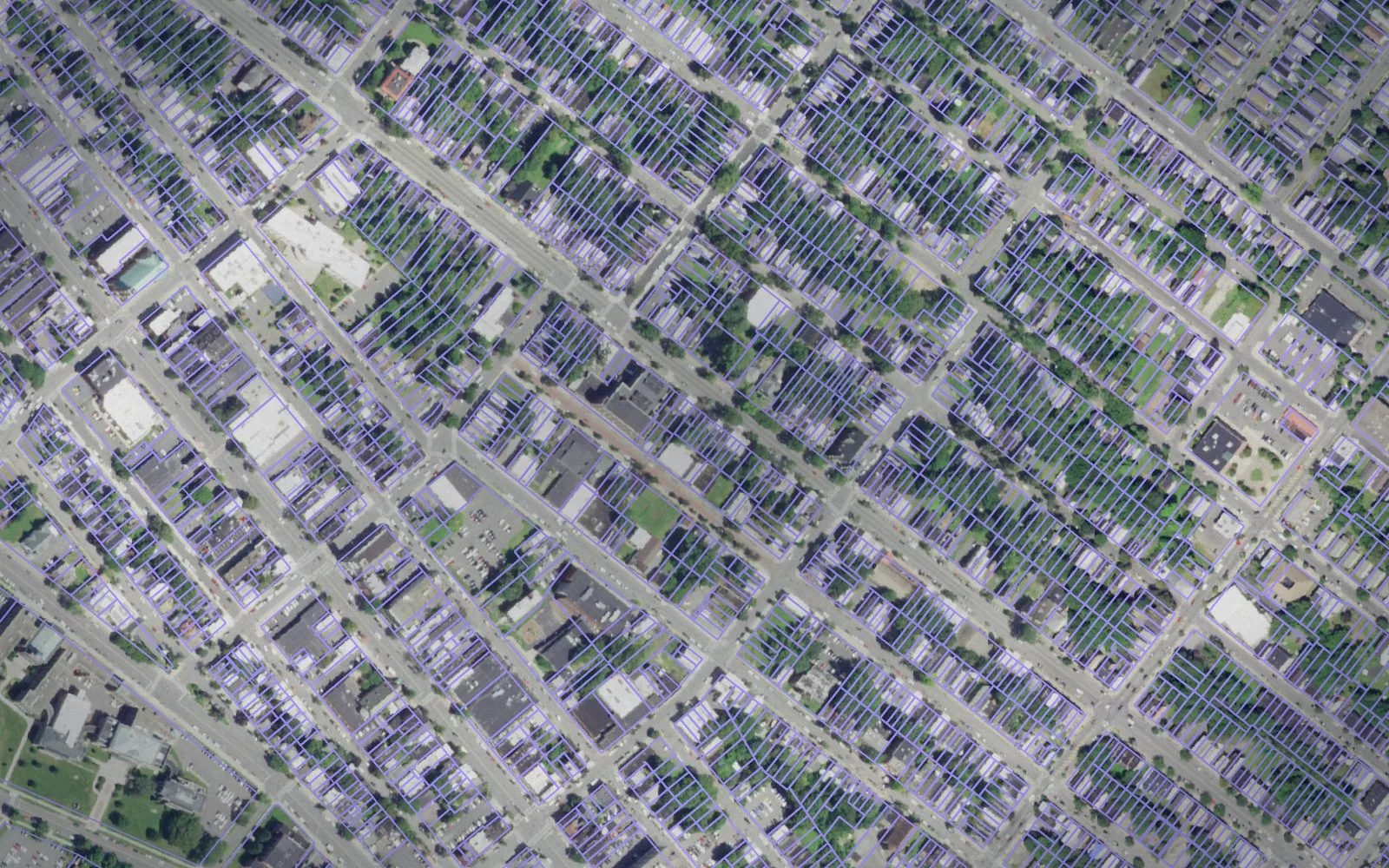 Parcel boundaries over aerial imagery of Albany County, New York