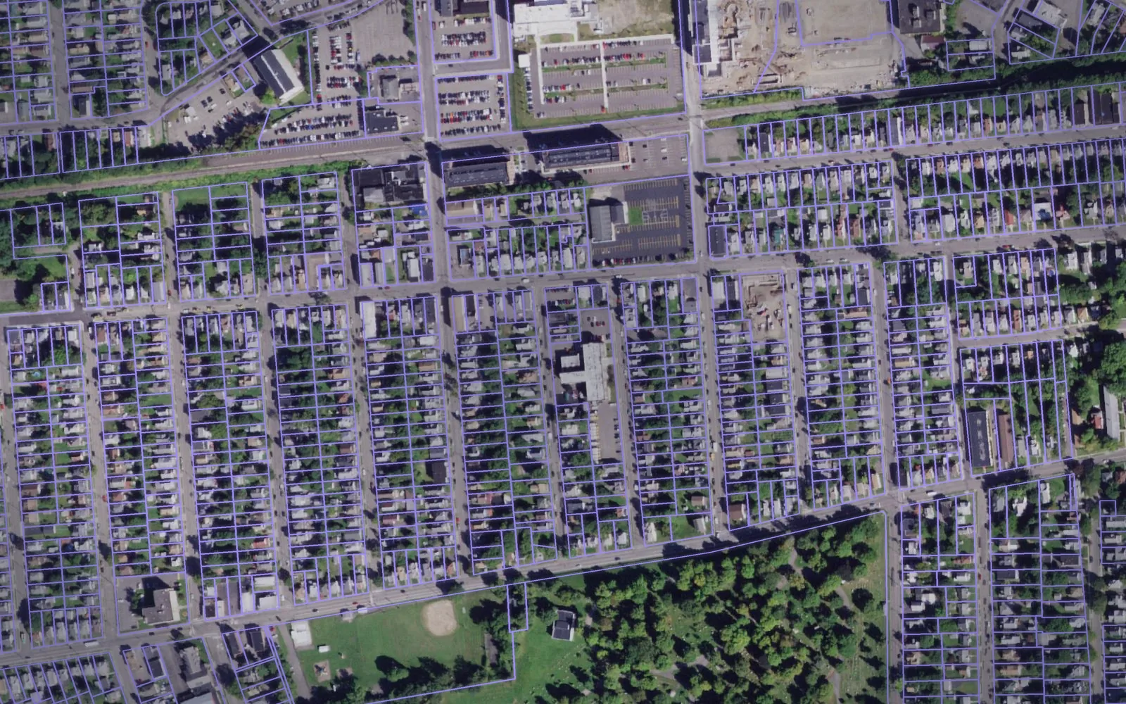 Parcel boundaries over aerial imagery of Broome County, New York