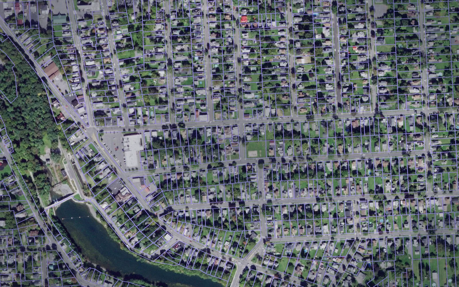 Parcel boundaries over aerial imagery of Cayuga County, New York