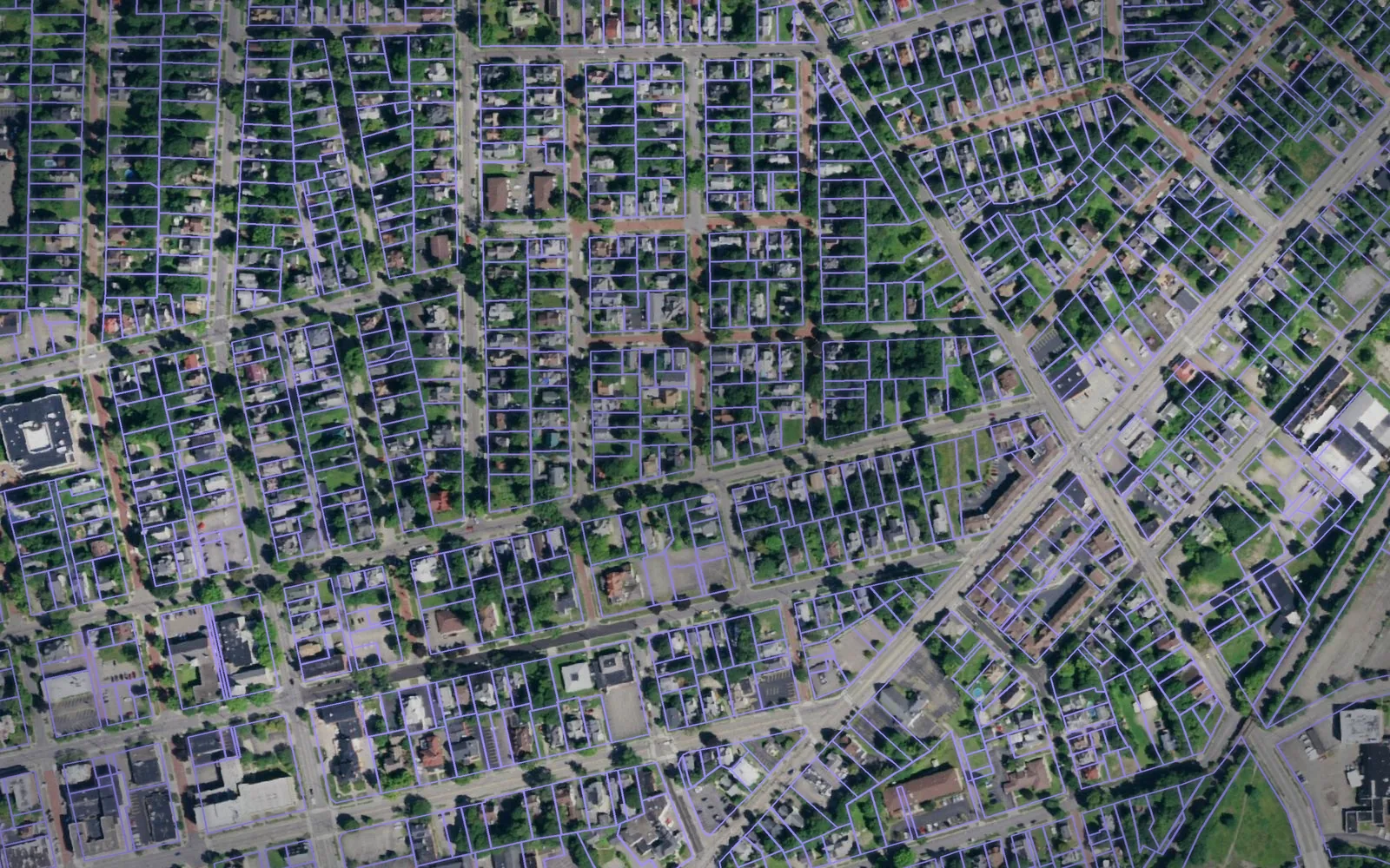 Parcel boundaries over aerial imagery of Chautauqua County, New York