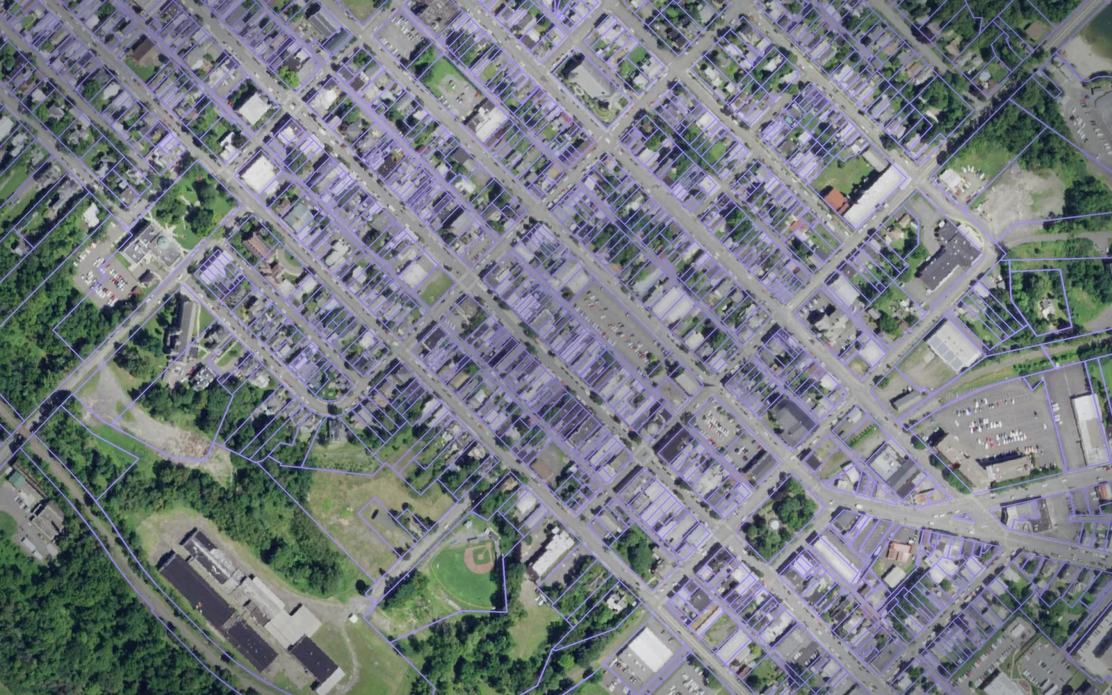 Parcel boundaries over aerial imagery of Columbia County, New York