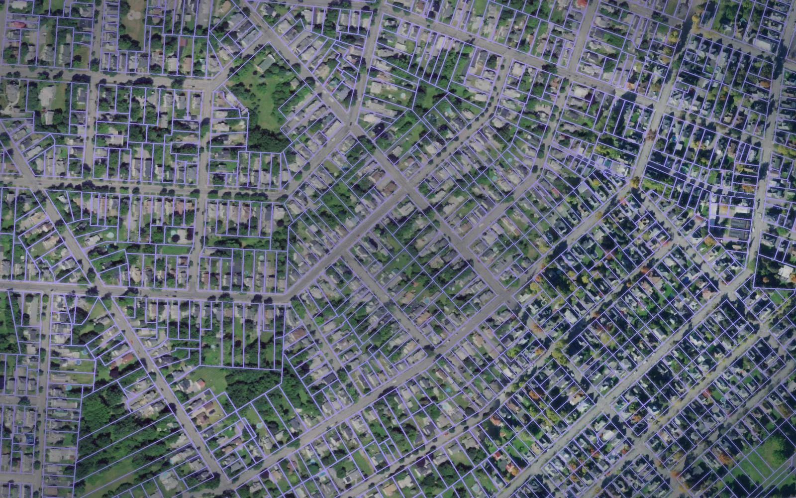 Parcel boundaries over aerial imagery of Franklin County, New York