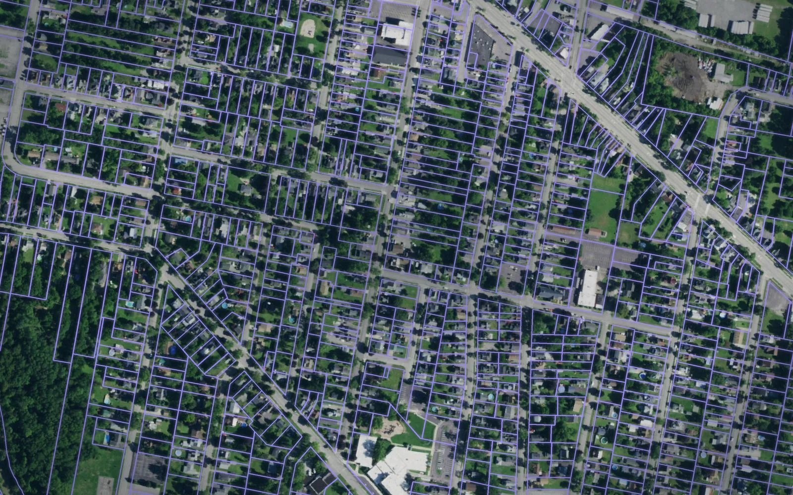 Parcel boundaries over aerial imagery of Genesee County, New York
