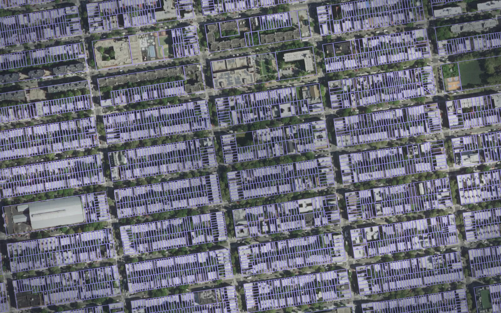 Parcel boundaries over aerial imagery of Kings County, New York