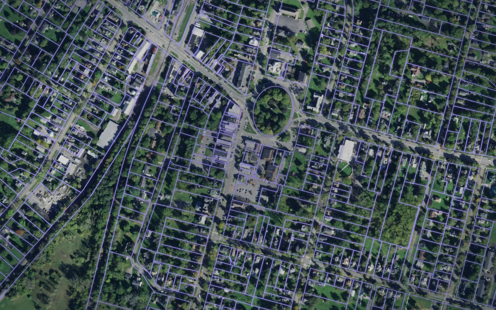 Parcel boundaries over aerial imagery of Livingston County, New York