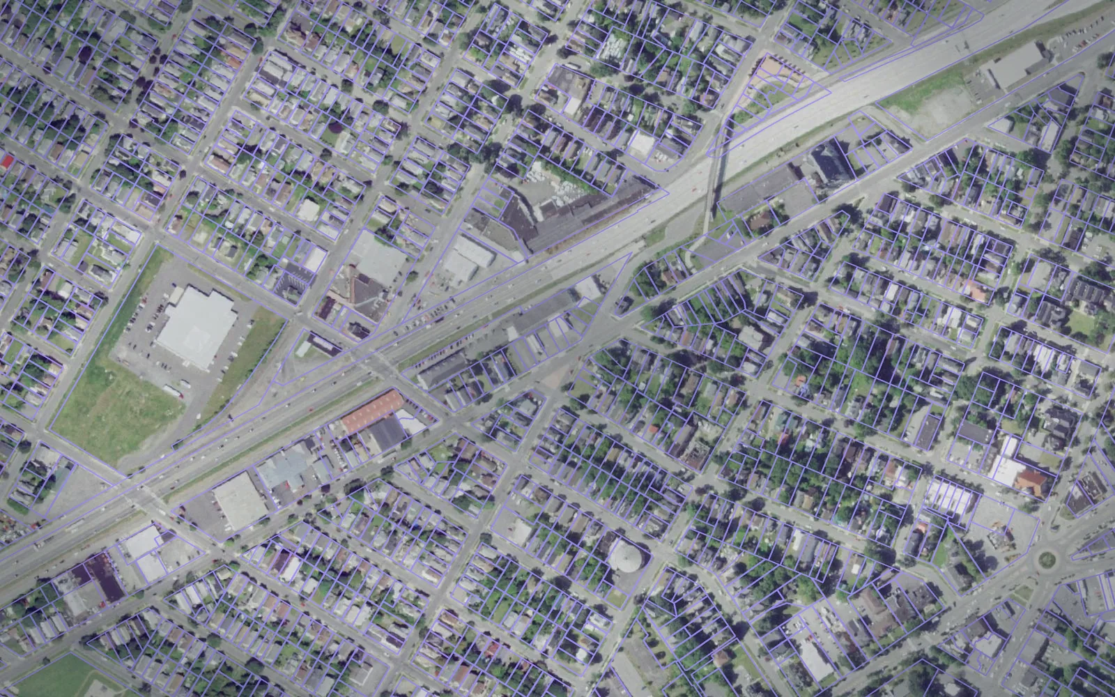 Parcel boundaries over aerial imagery of Oneida County, New York