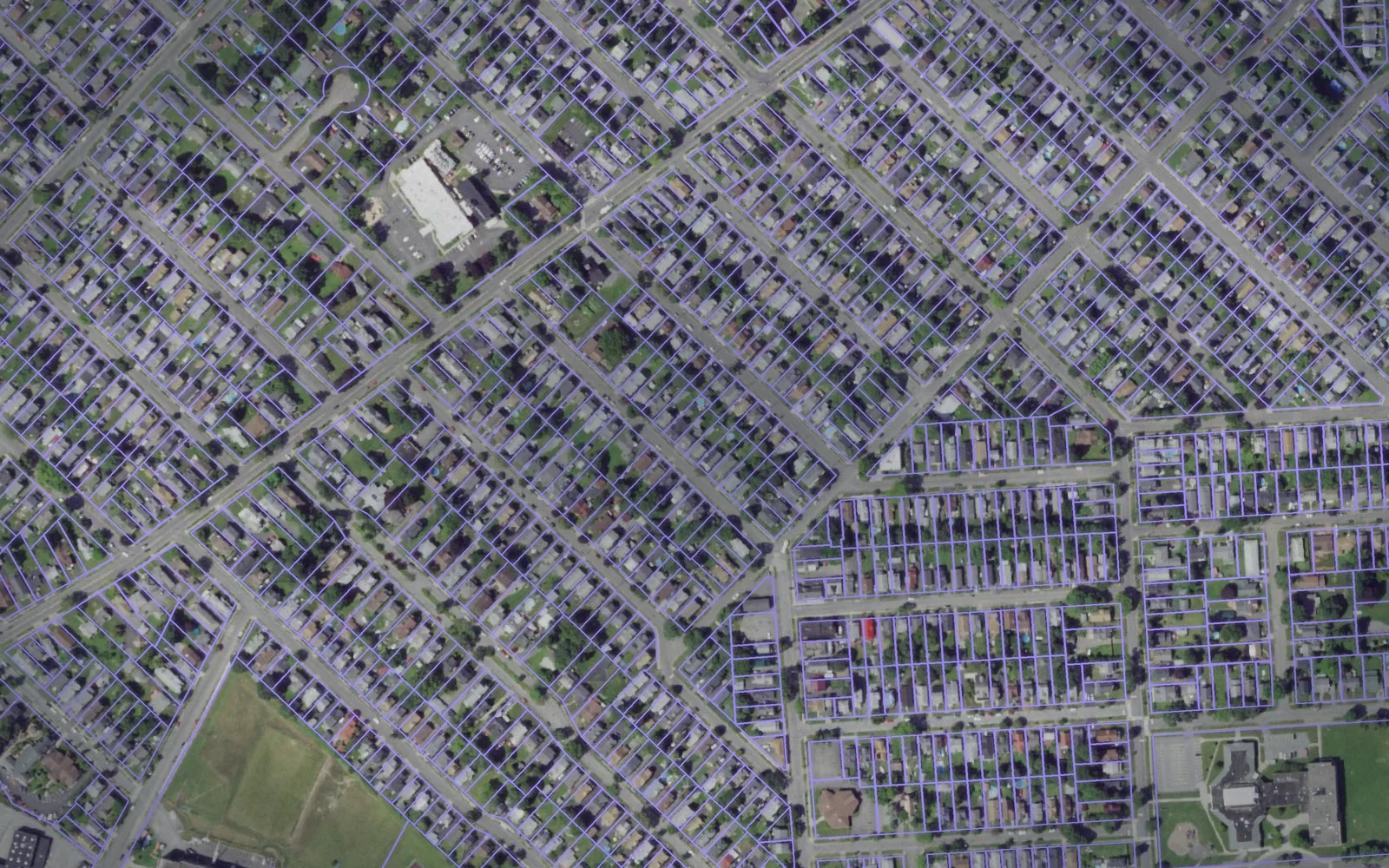 Parcel boundaries over aerial imagery of Onondaga County, New York