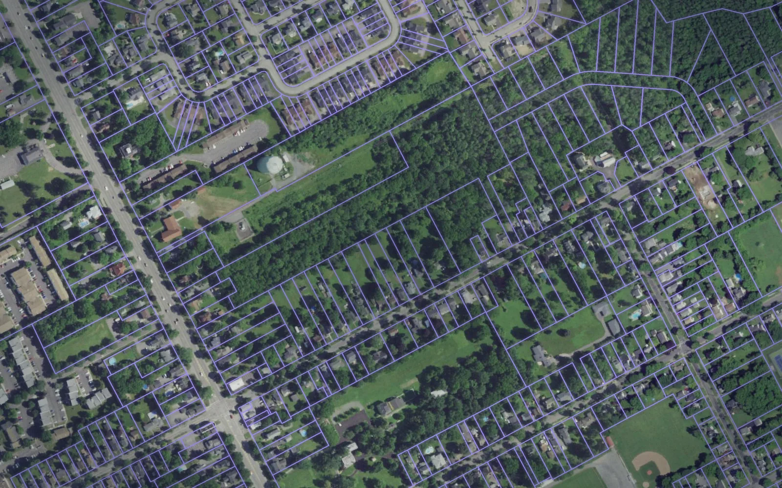 Parcel boundaries over aerial imagery of Ontario County, New York