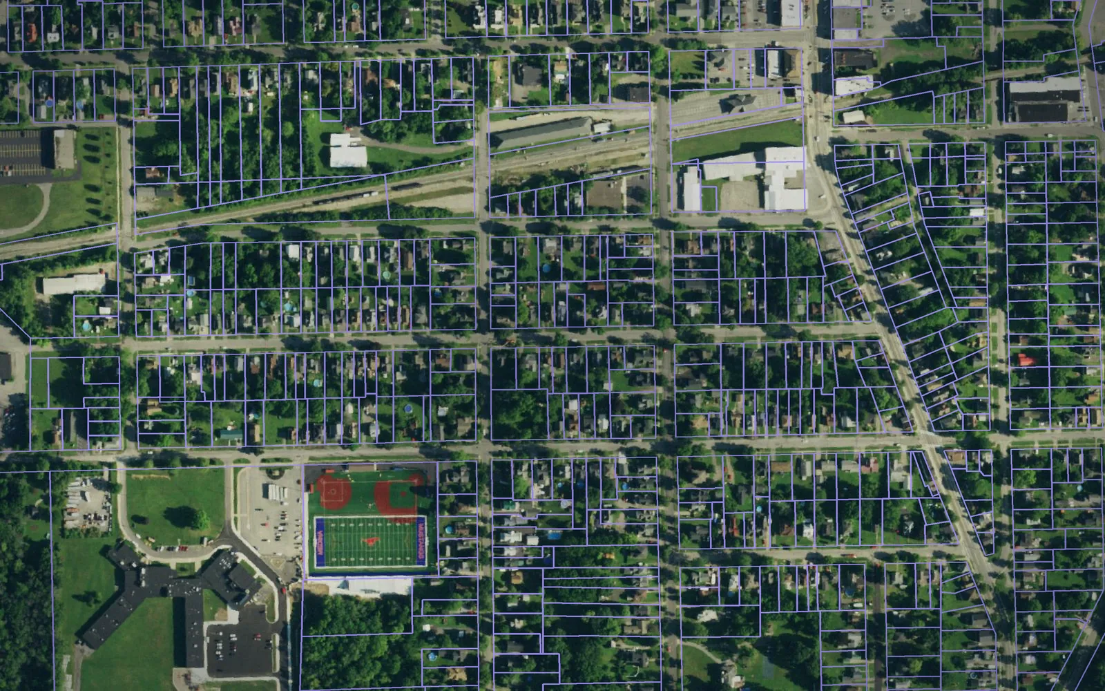 Parcel boundaries over aerial imagery of Orleans County, New York