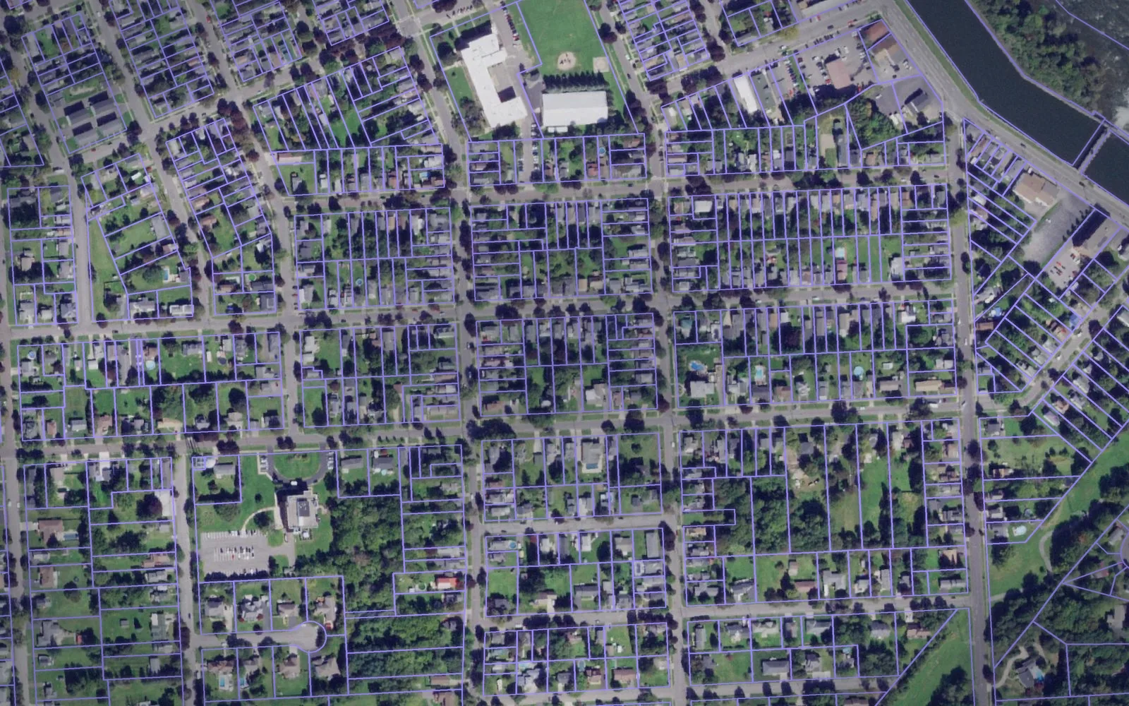 Parcel boundaries over aerial imagery of Oswego County, New York