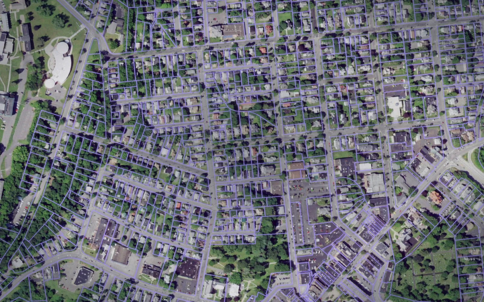 Parcel boundaries over aerial imagery of Otsego County, New York