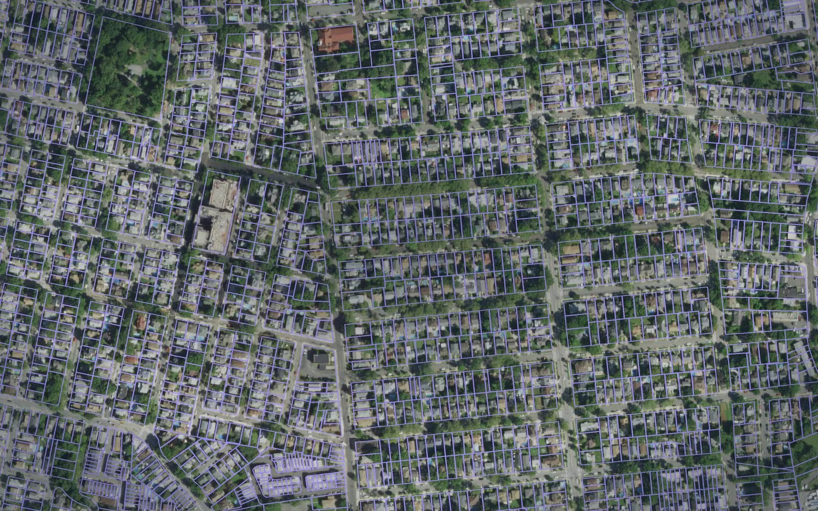 Parcel boundaries over aerial imagery of Richmond County, New York