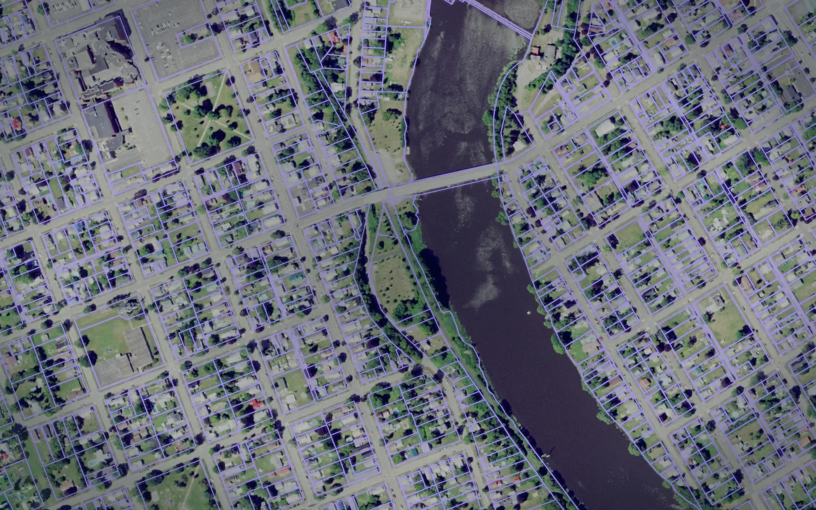 Parcel boundaries over aerial imagery of St. Lawrence County, New York