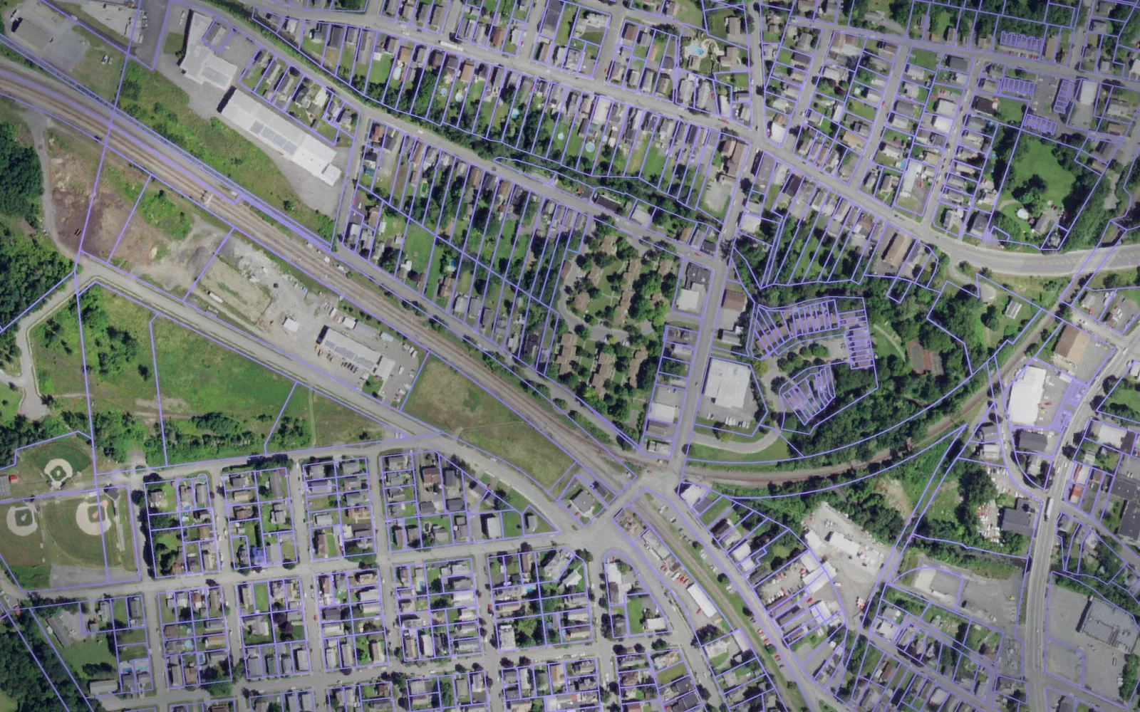 Parcel boundaries over aerial imagery of Saratoga County, New York