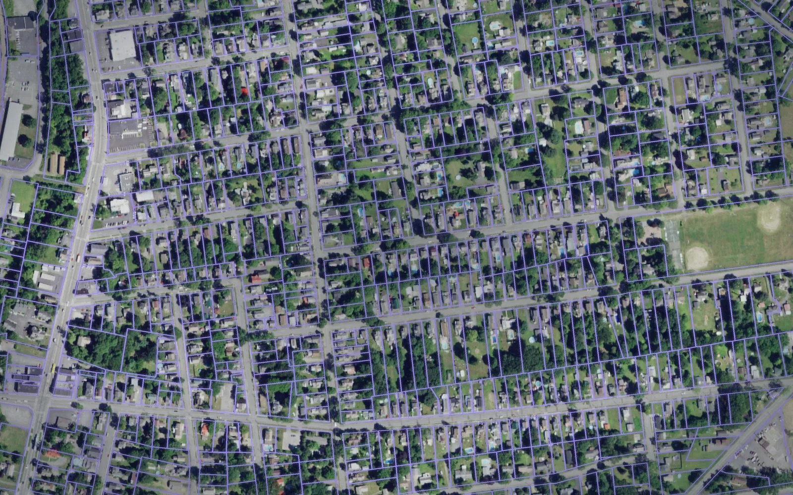 Parcel boundaries over aerial imagery of Washington County, New York
