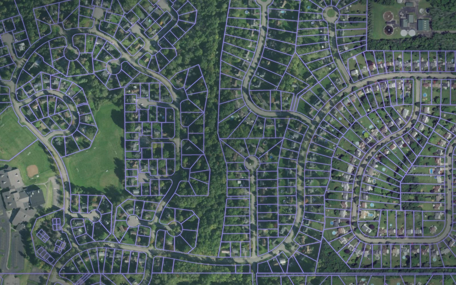 Parcel boundaries over aerial imagery of Wayne County, New York