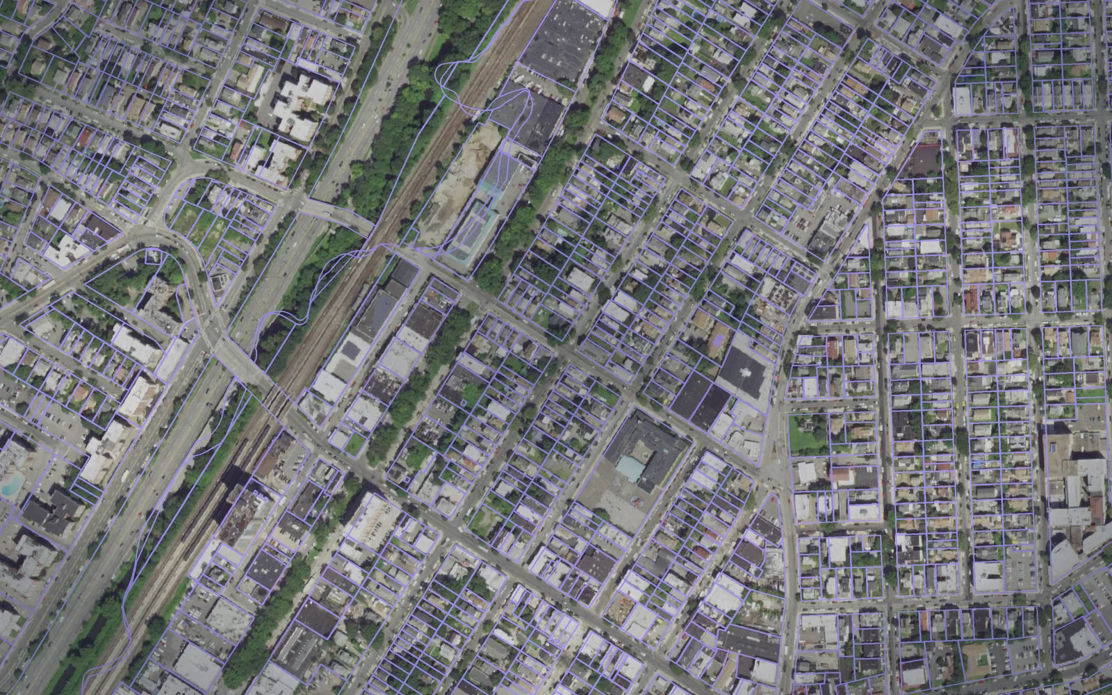 Parcel boundaries over aerial imagery of Westchester County, New York