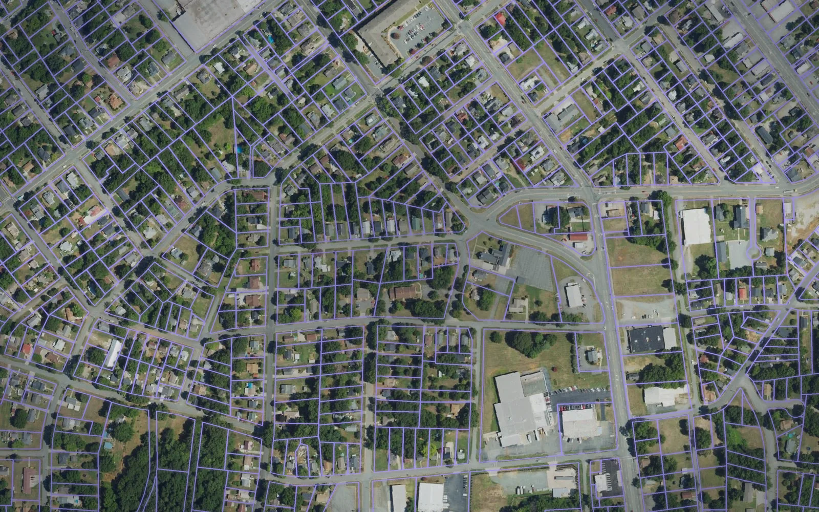 Parcel boundaries over aerial imagery of Alamance County, North Carolina