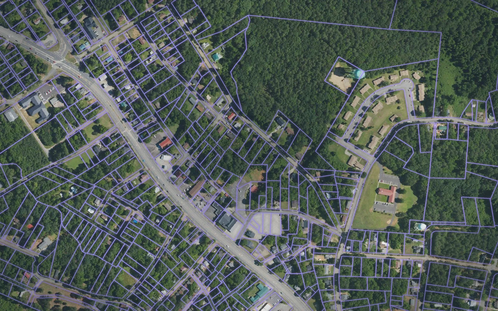 Parcel boundaries over aerial imagery of Anson County, North Carolina