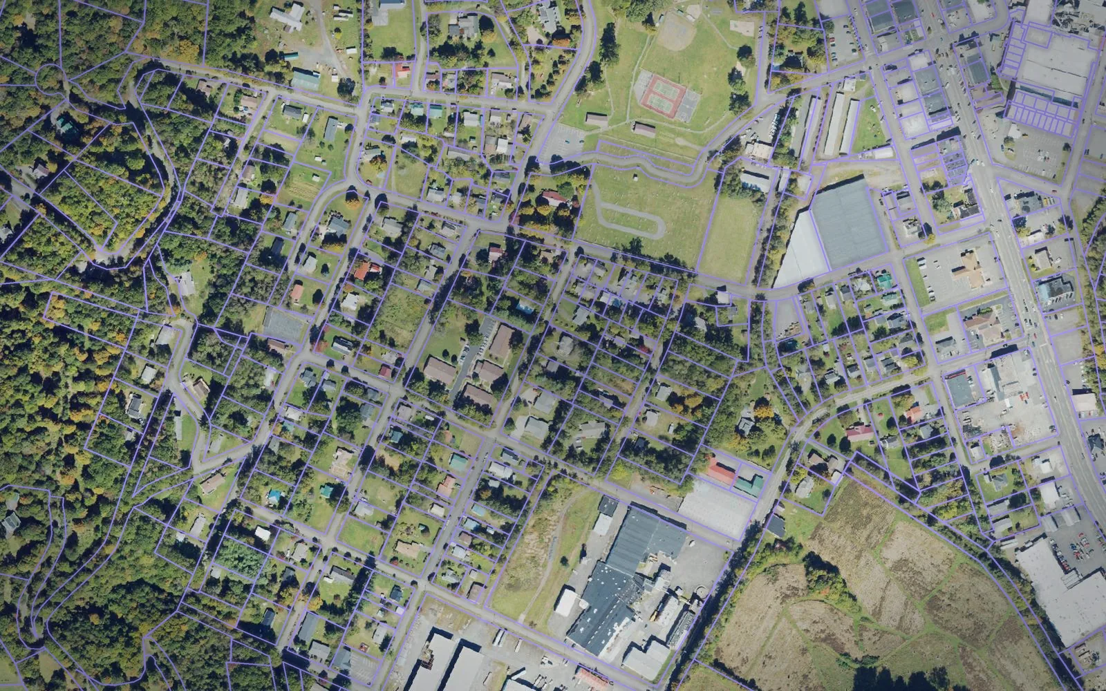 Parcel boundaries over aerial imagery of Ashe County, North Carolina