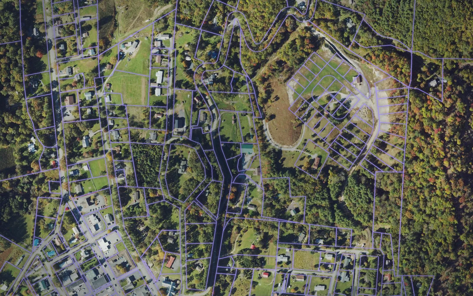 Parcel boundaries over aerial imagery of Avery County, North Carolina