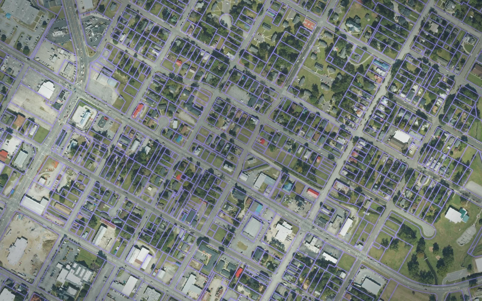 Parcel boundaries over aerial imagery of Beaufort County, North Carolina