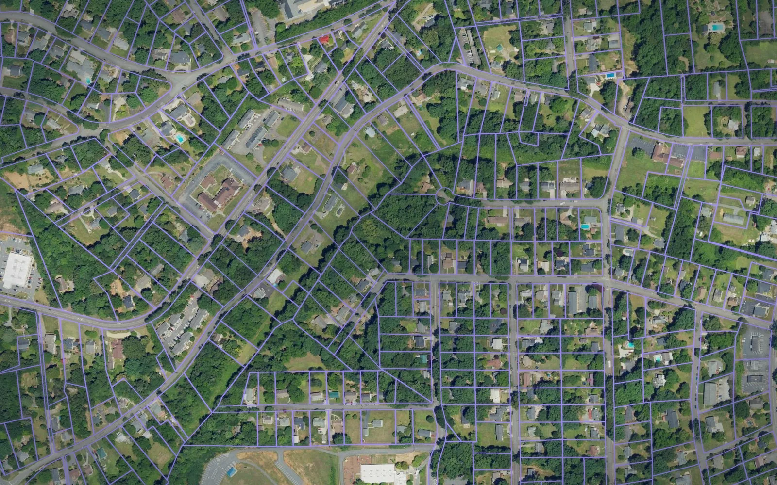 Parcel boundaries over aerial imagery of Burke County, North Carolina