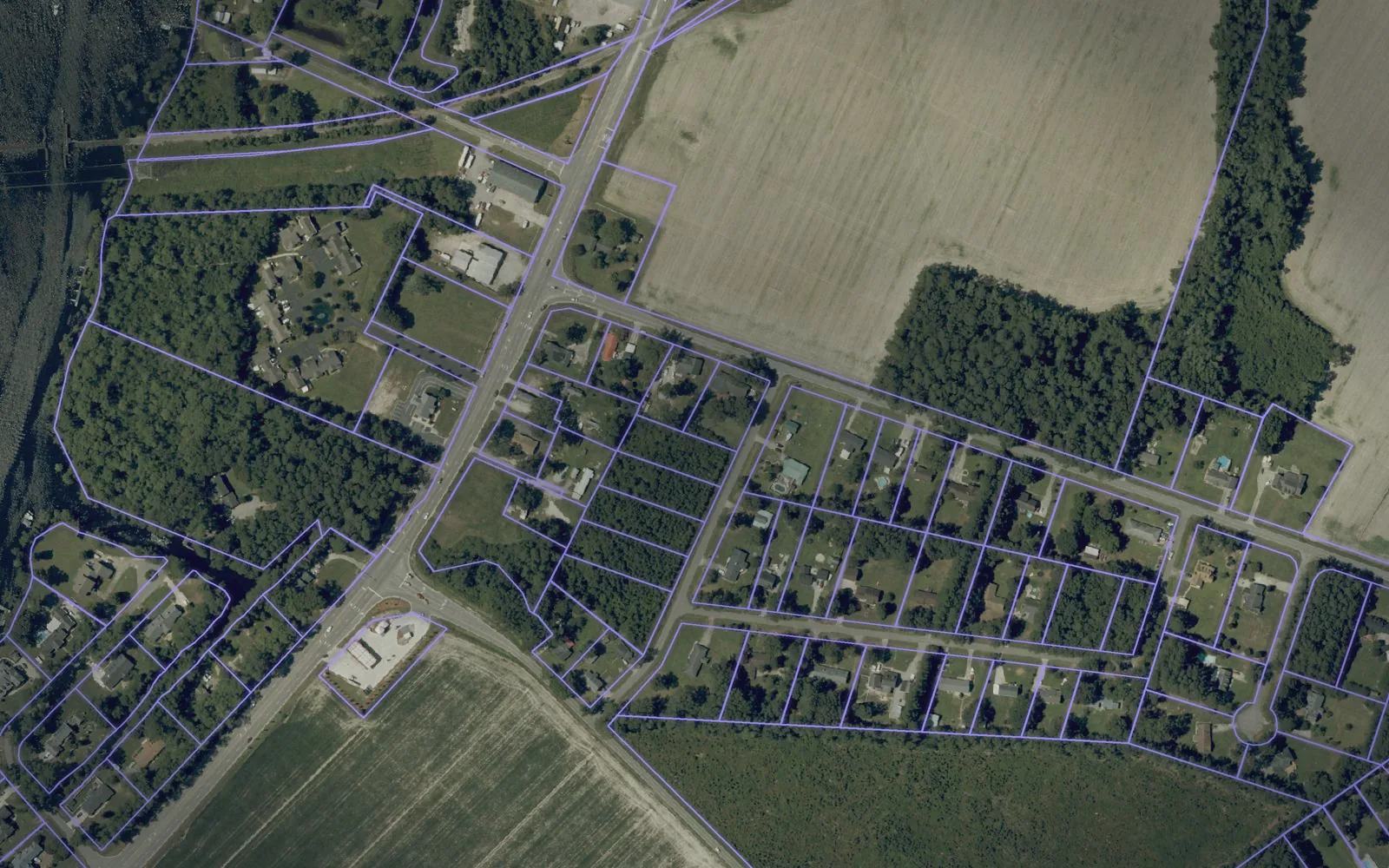Parcel boundaries over aerial imagery of Camden County, North Carolina