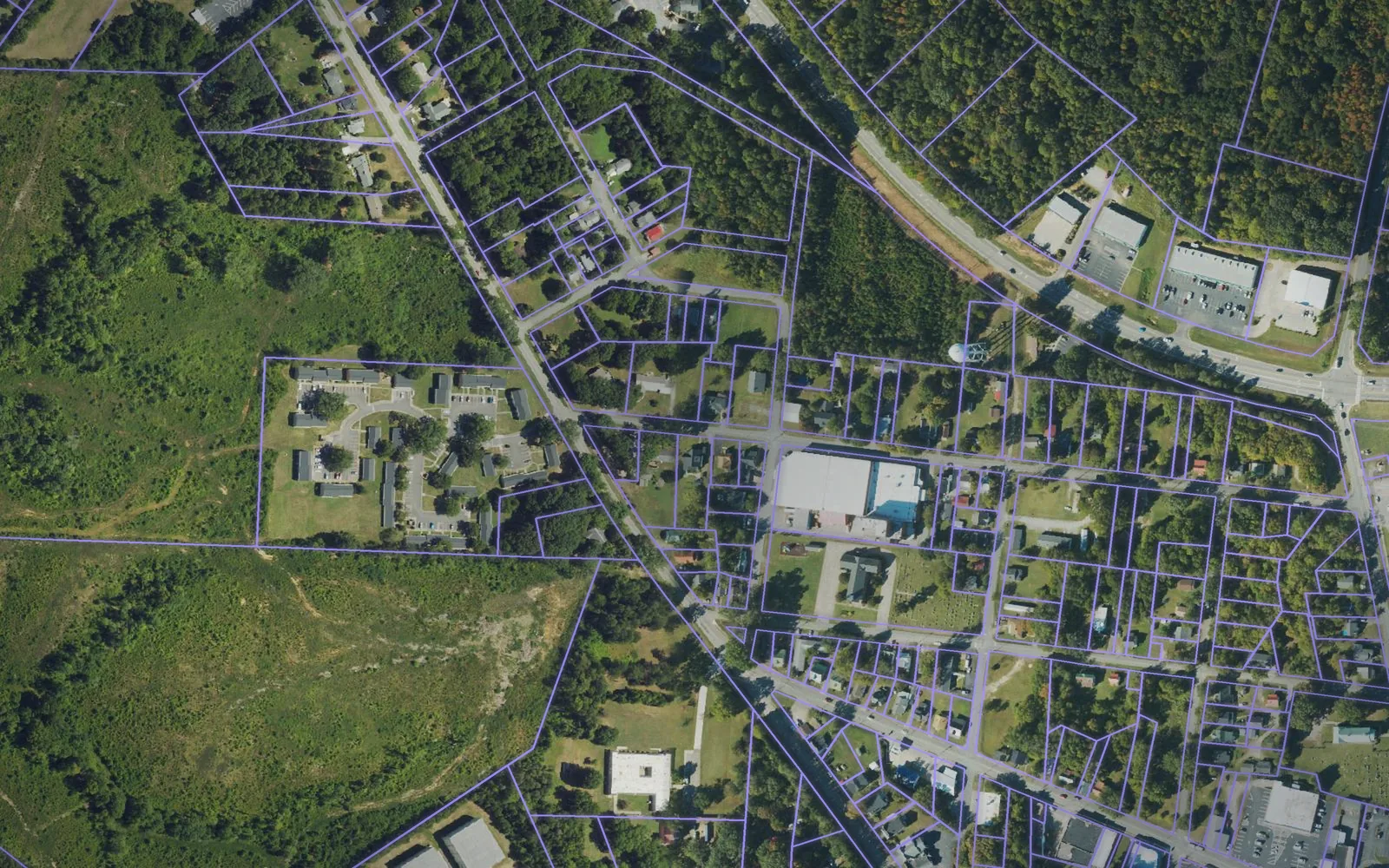 Parcel boundaries over aerial imagery of Caswell County, North Carolina