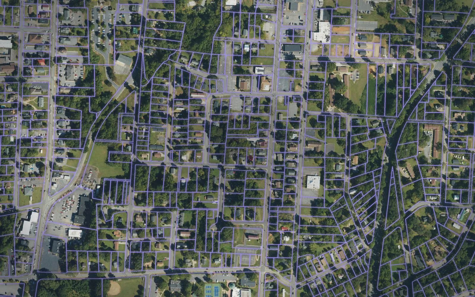 Parcel boundaries over aerial imagery of Catawba County, North Carolina