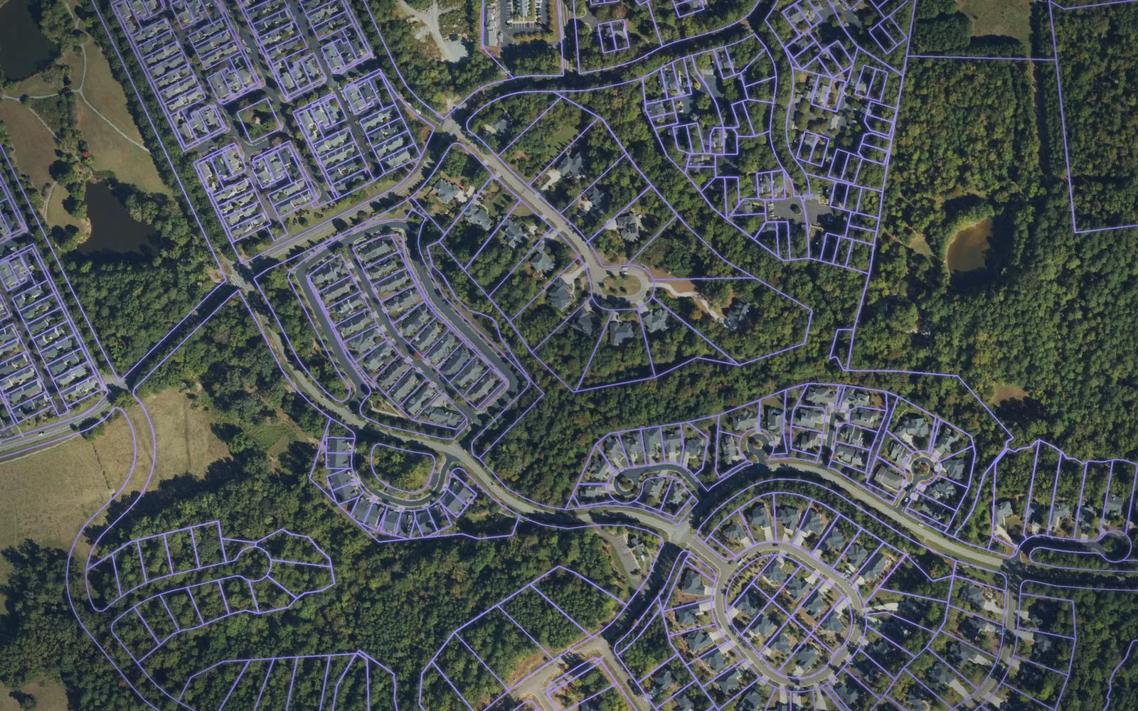 Parcel boundaries over aerial imagery of Chatham County, North Carolina