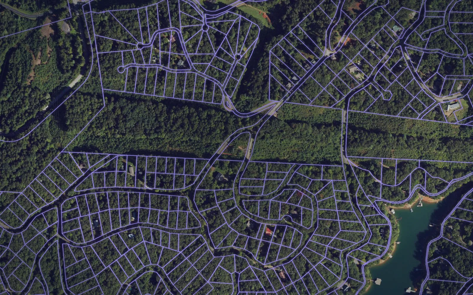 Parcel boundaries over aerial imagery of Cherokee County, North Carolina