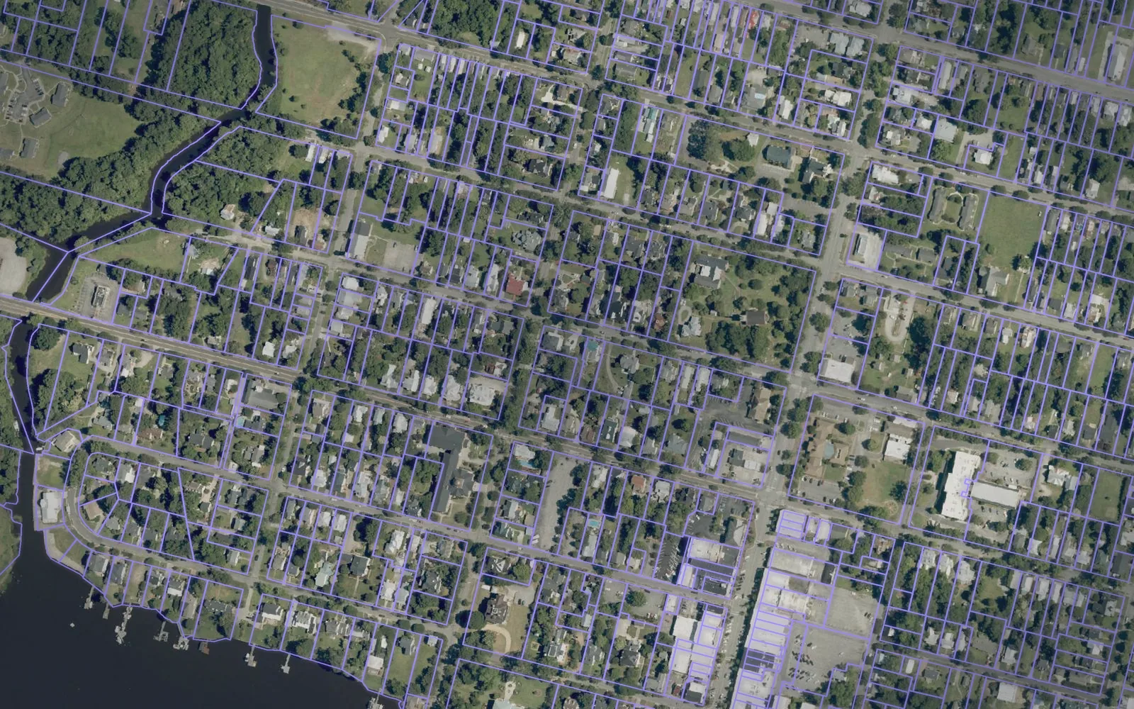Parcel boundaries over aerial imagery of Chowan County, North Carolina