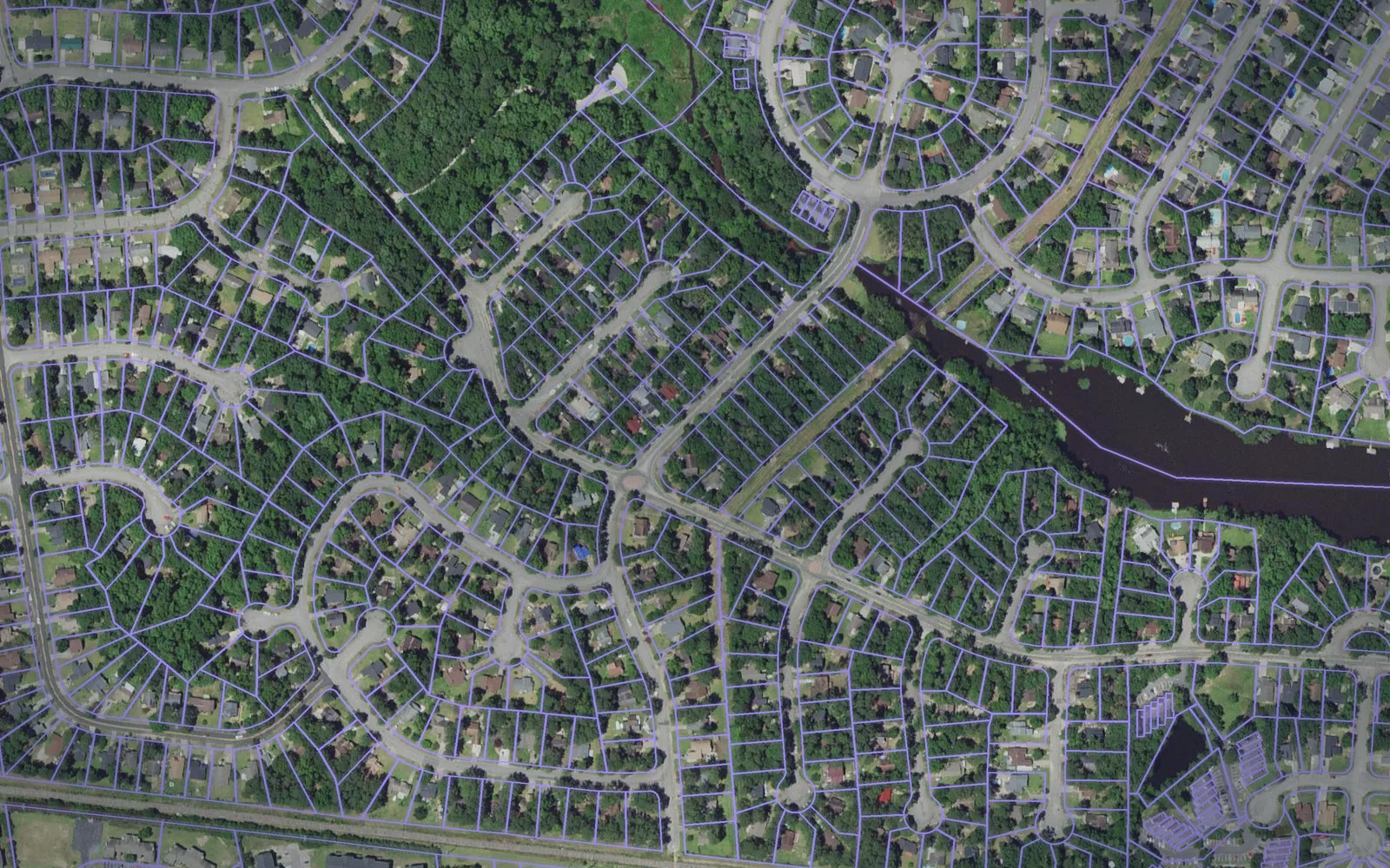 Parcel boundaries over aerial imagery of Cumberland County, North Carolina