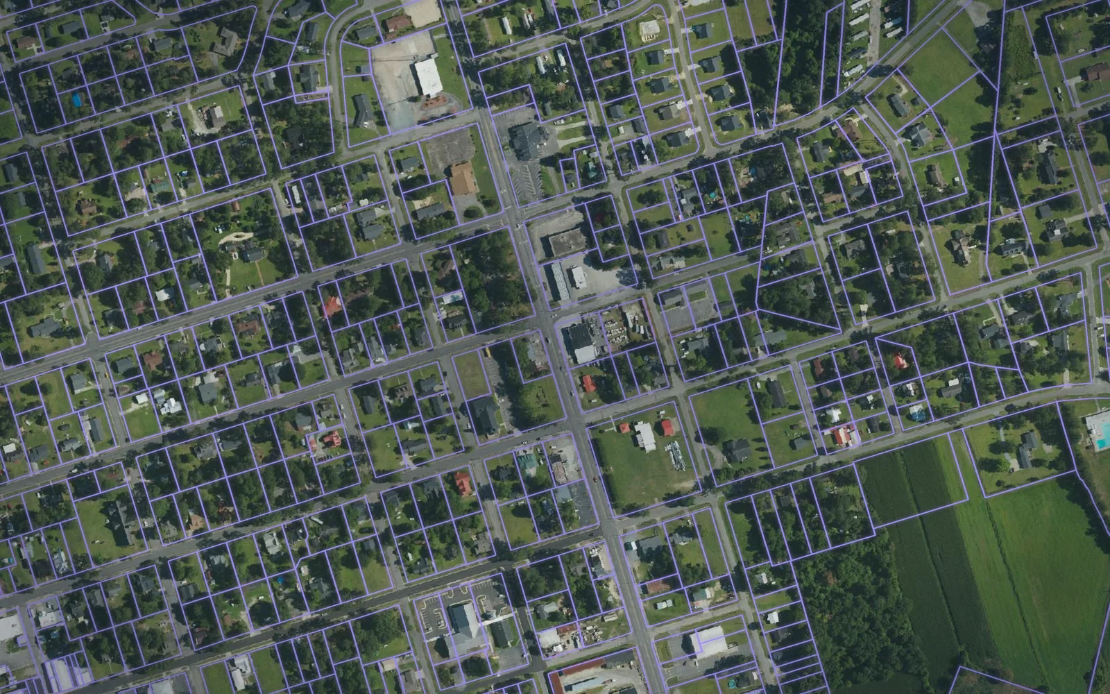 Parcel boundaries over aerial imagery of Duplin County, North Carolina