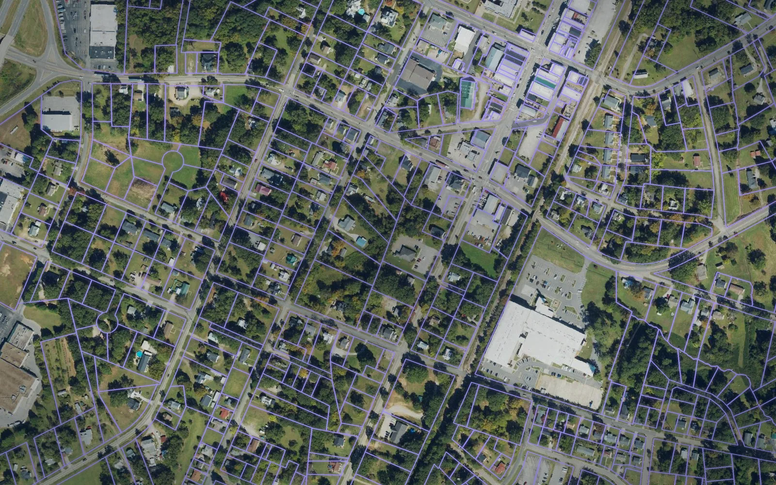 Parcel boundaries over aerial imagery of Franklin County, North Carolina
