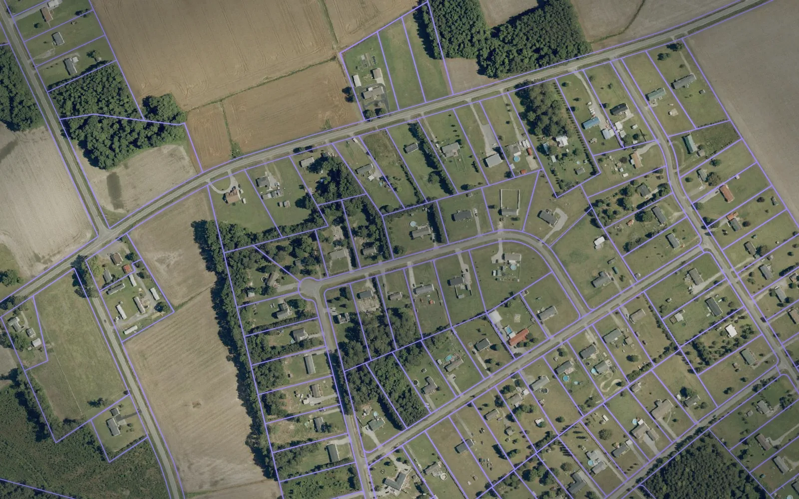 Parcel boundaries over aerial imagery of Gates County, North Carolina
